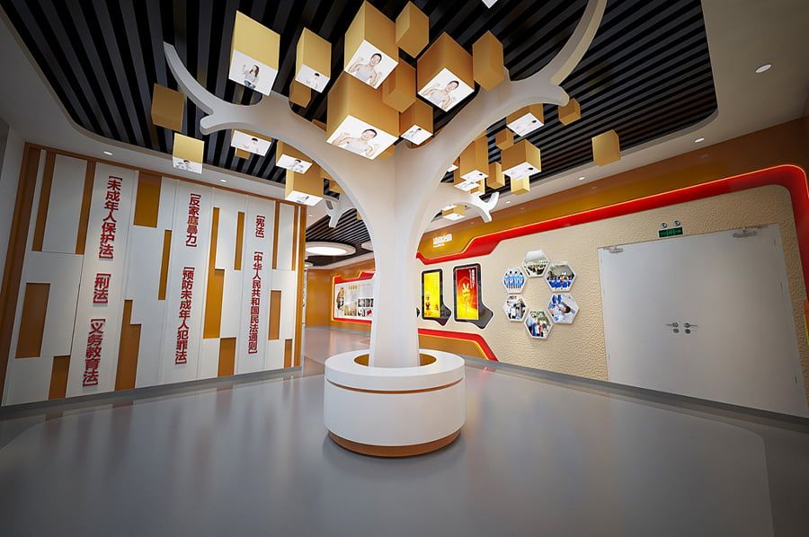 法治教育馆效果图,未成年人普法文化教育展厅施工图,法院法治实践教育展馆设计