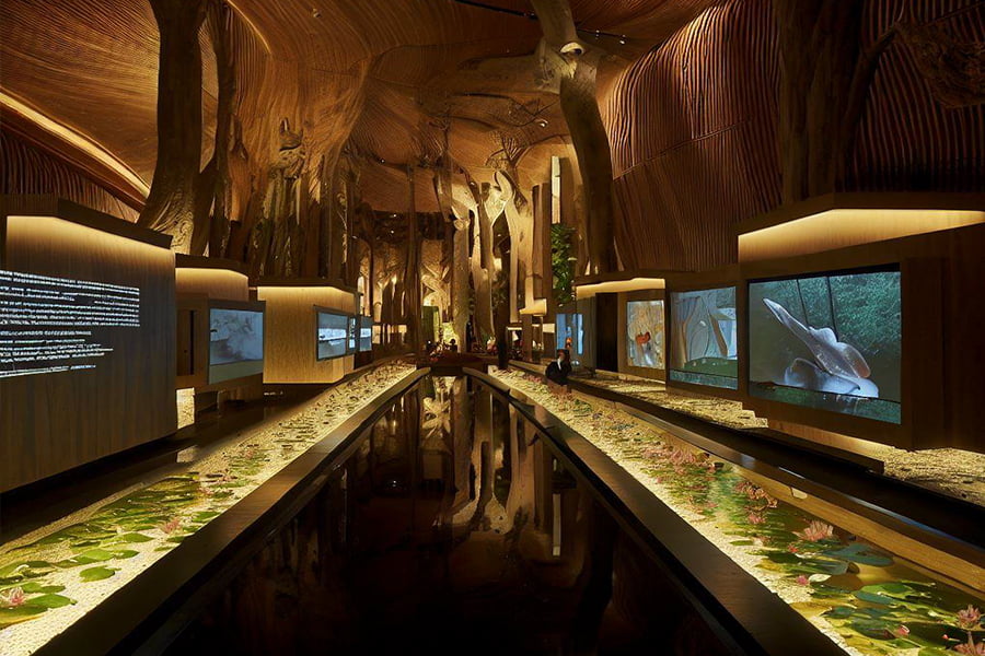 环保展馆效果图,景区垃圾分类环保科普展馆施工,智慧垃圾分类环保科普展厅设计