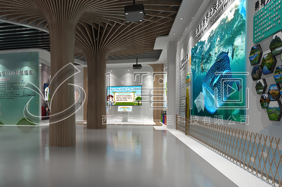 垃圾分类展览馆效果图, 环保互动展馆设计, 高科技展览馆建设方案