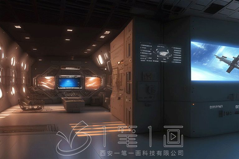 数字化防空宣教展厅平面图,现代防空宣教展厅设计,高科技防空宣教展厅设计