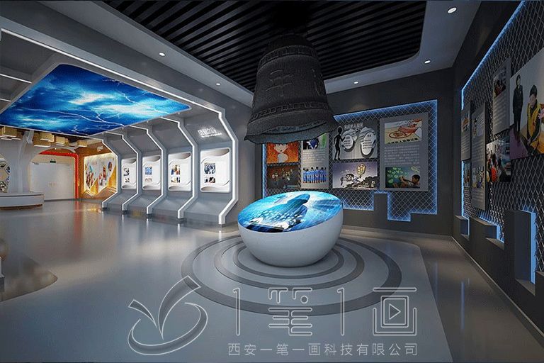 沉浸式国防宣教基地平面图,数字化国防展馆建设方案,一笔一画高科技展览馆设计