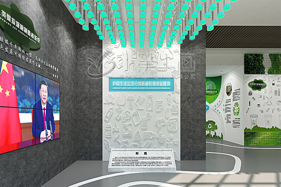 垃圾分类馆平面图,环保展厅设计,多媒体互动展示