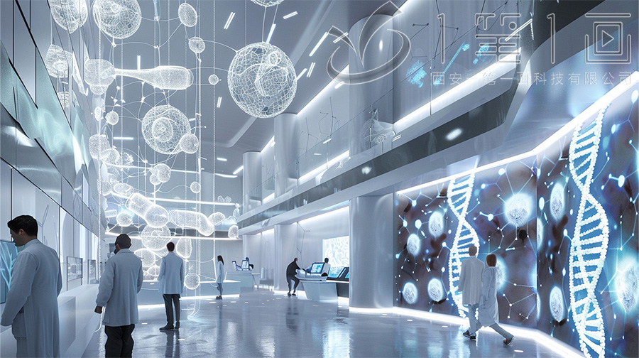 高科技精神心理科普体验馆效果图,现代智能展馆设计,创新互动科普展馆建设方案