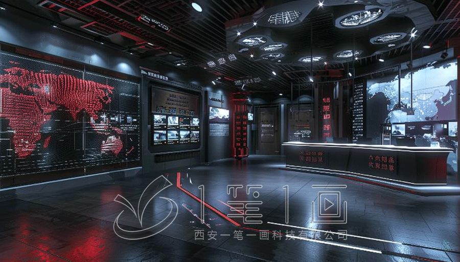 军事展厅效果图, 高科技战争博物馆设计, 智能互动军事展馆建设方案
