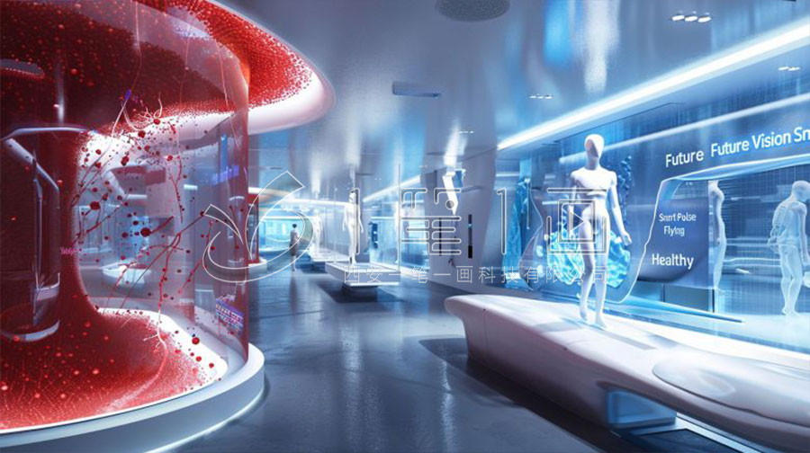 互动内科科普体验馆效果图, 智慧医疗展馆设计, 一笔一画科技展览馆策划公司