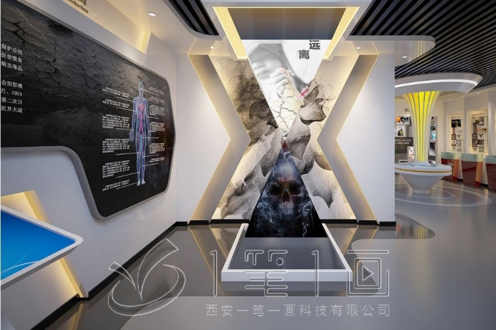 国防主题展厅设计,多媒体互动展示,现代化创意展厅
