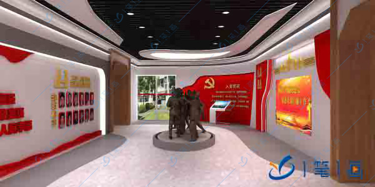智慧党建示范基地设计布局-红色文化教育基地建设-党建教育基地-智慧党建中心-智慧党建展厅设计方案-多媒体红色文化教育基地施工-一笔一画科技