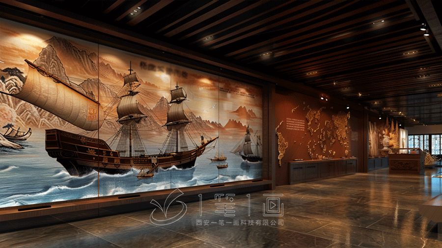 丝绸之路展厅，高科技一带一路展厅设计效果图