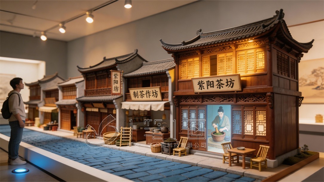 茶文化展厅体验馆效果图紫阳街全景数字沙盘 茶文化展厅体验馆效果图紫阳街全景数字沙盘