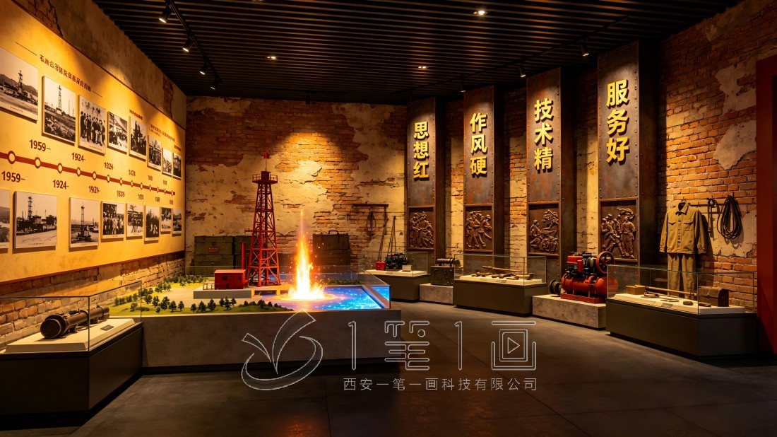  石油企业展厅多媒体党建展厅效果图